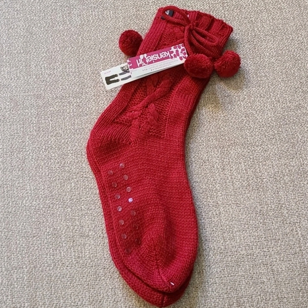 Kensie Girl Boot Socks Girls Size 6-8 Red NWT